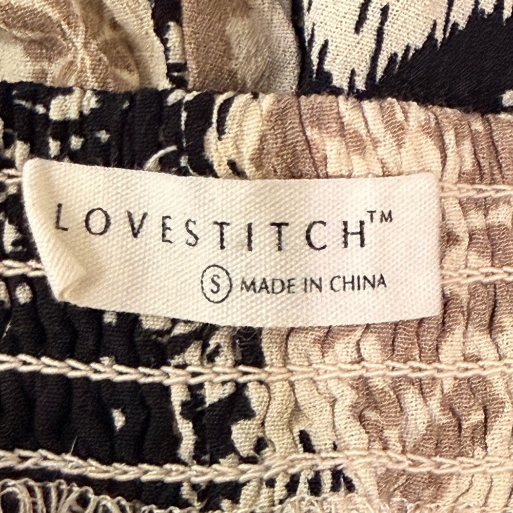 Lovestitch Boho Snake Print Midi Dress in Black & Cream size small - Picture 13 of 16